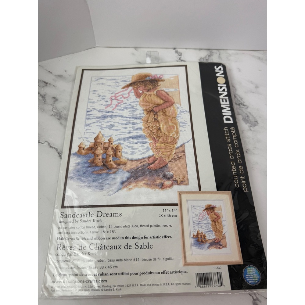 Vintage Dimensions Sand Castle Dreams Girl Counted Cross Stitch Kit New